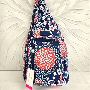 Vera Bradley ReActive Sling Backpack Red, White and Blossoms